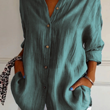 Odette | Women's Relaxed-Fit V-Neck Button Down Shirt