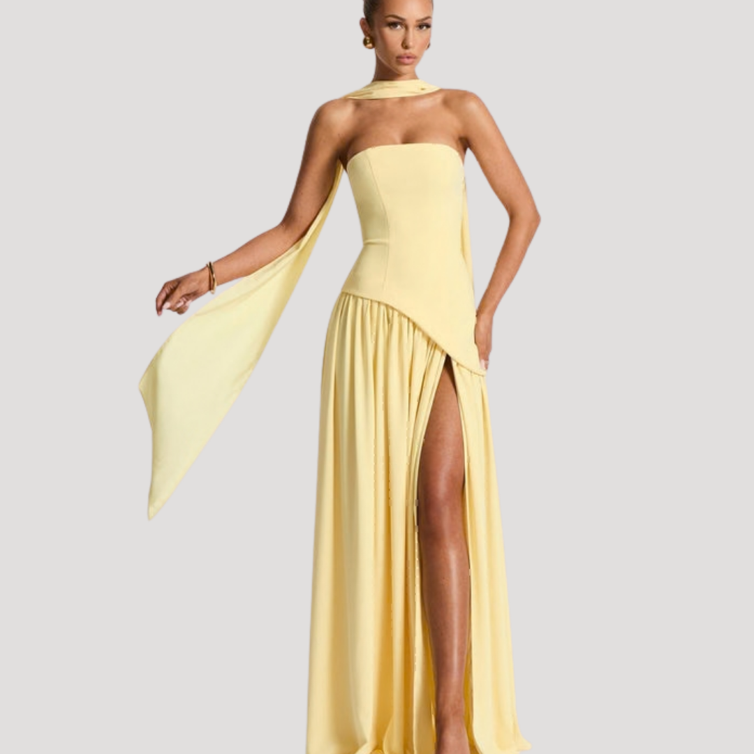 Rosemonde | Wedding Guest Strapless Pleated Maxi Dress for Women