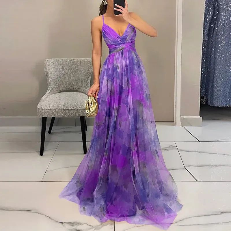 Céleste | Wedding Guest V-Neck Maxi Dress for Women