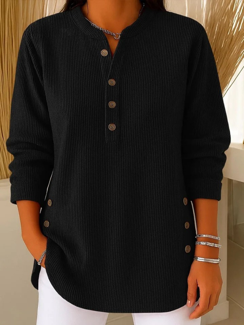 Gabrielle | Women's Ribbed Button-Front Tunic Sweater