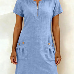 Nolette | Women's A-Line Short-Sleeve Dress with Pockets
