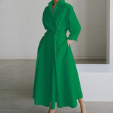 Eleanor | Women's V-Neck Long Sleeve Midi Dress – Weekend Errands