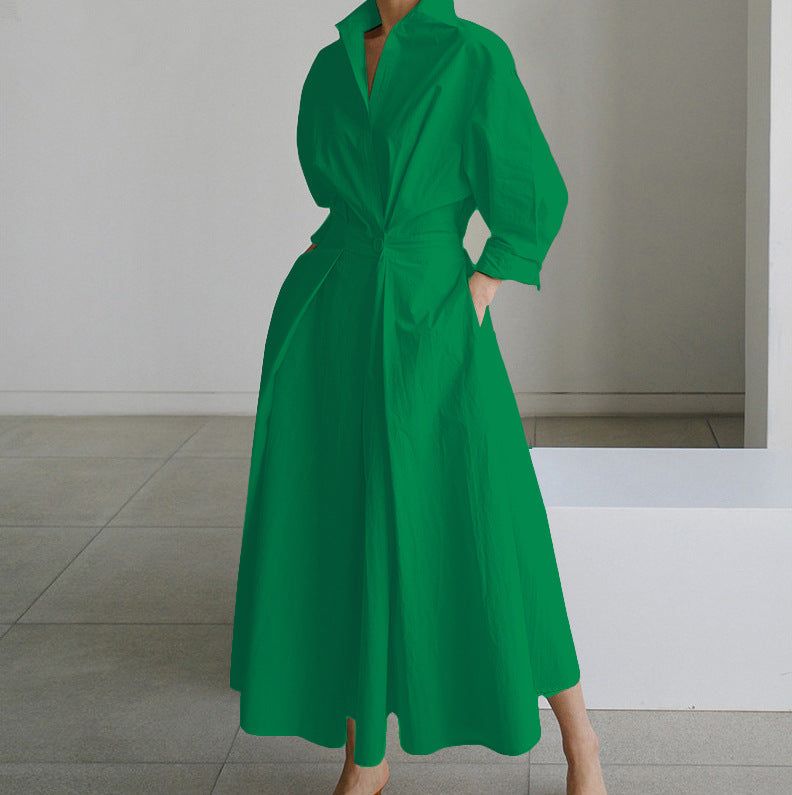Eleanor | Women's V-Neck Long Sleeve Midi Dress – Weekend Errands
