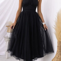 Genevieve | Wedding Guest Halterneck A-Line Midi Dress