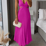 Solara | Women's Pleated V-Neck Maxi Dress – Wedding Guest
