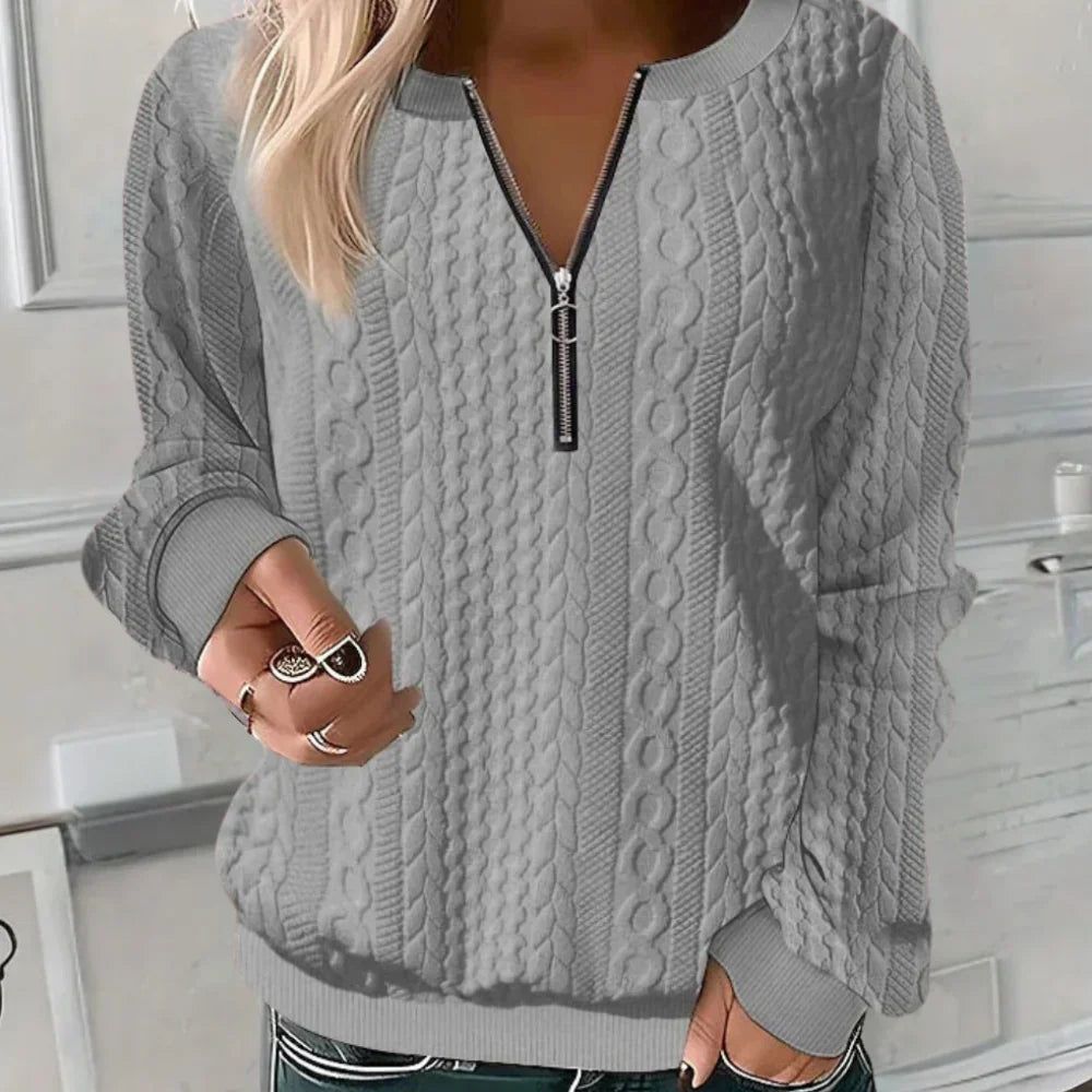 Imara | Women's V-Neck Zip-Detail Sweater