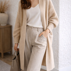 Ida | Women's Long Ribbed Cardigan Open Front