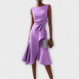 Éveline | Women's Sleeveless Asymmetric Drape Midi Dress