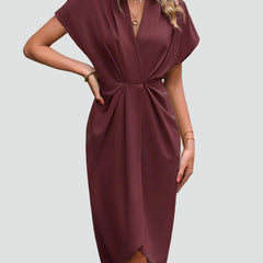 Adalyn | Wedding Guest Wrap Midi Dress with V-Neck for Women