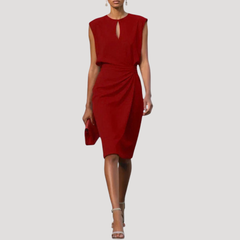 Margaux | Wedding Guest Sleeveless Midi Dress with Keyhole Neckline for Women