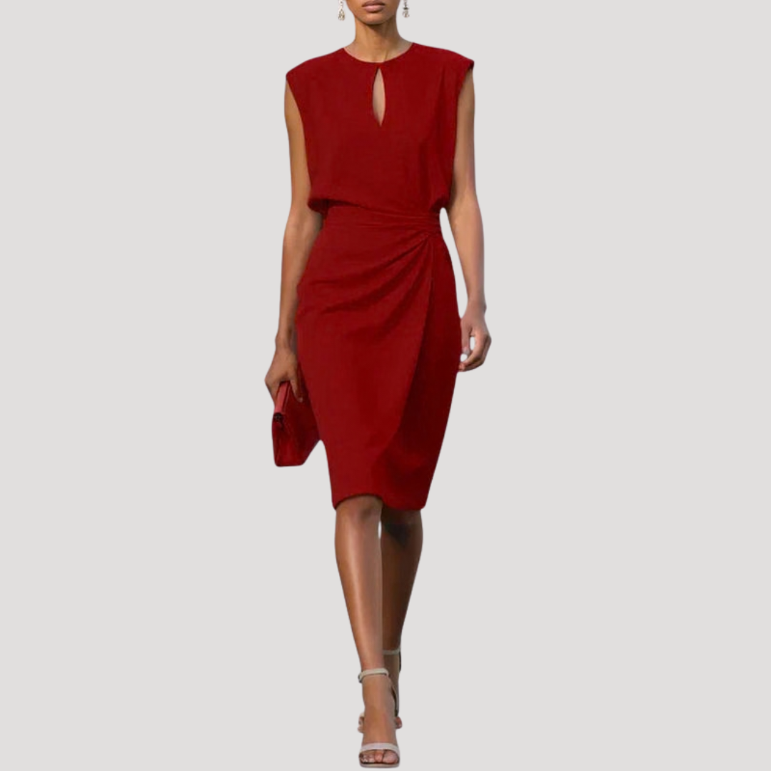 Margaux | Wedding Guest Sleeveless Midi Dress with Keyhole Neckline for Women