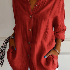 Odette | Women's Relaxed-Fit V-Neck Button Down Shirt