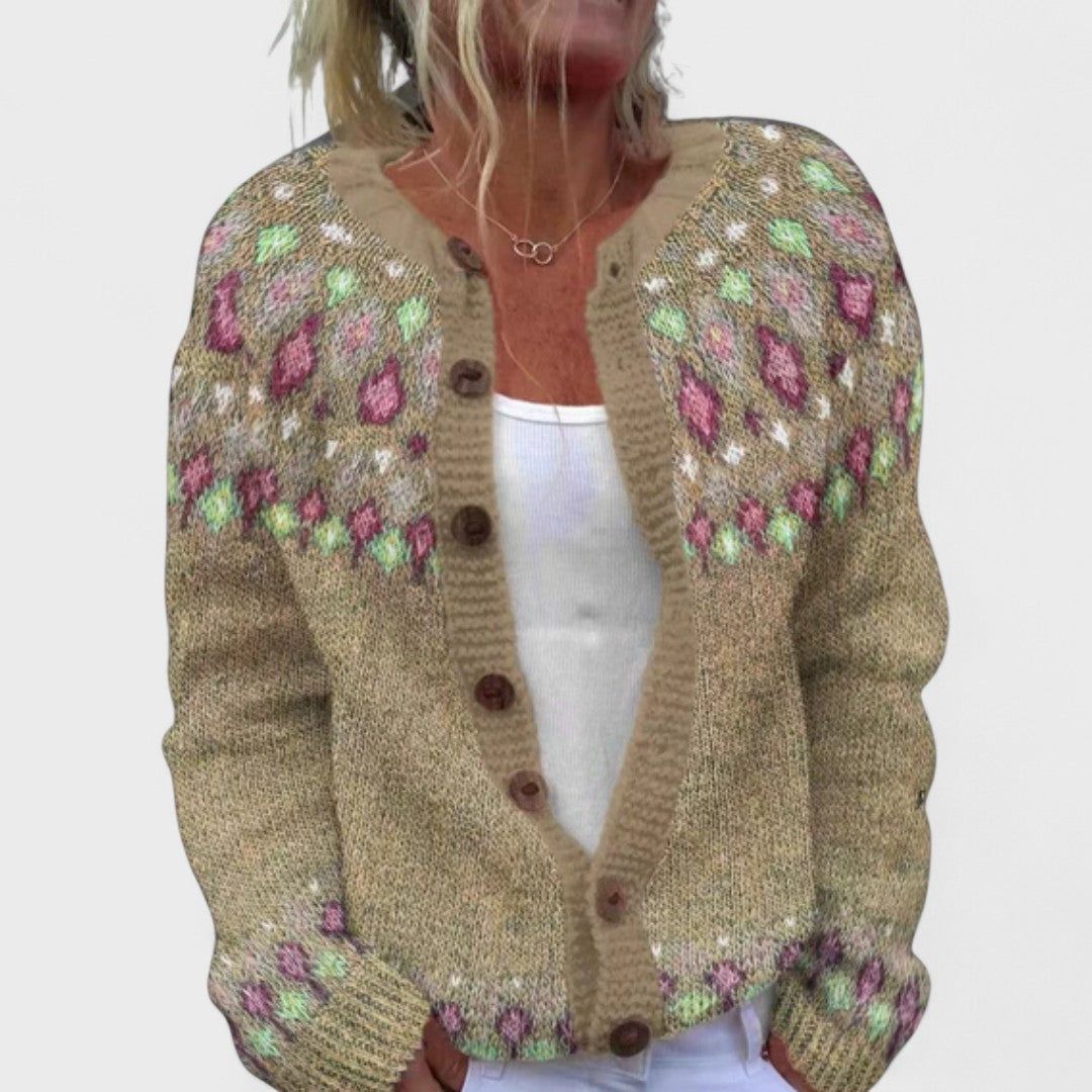 Greta | Women's Relaxed-Fit Patterned Knit Cardigan