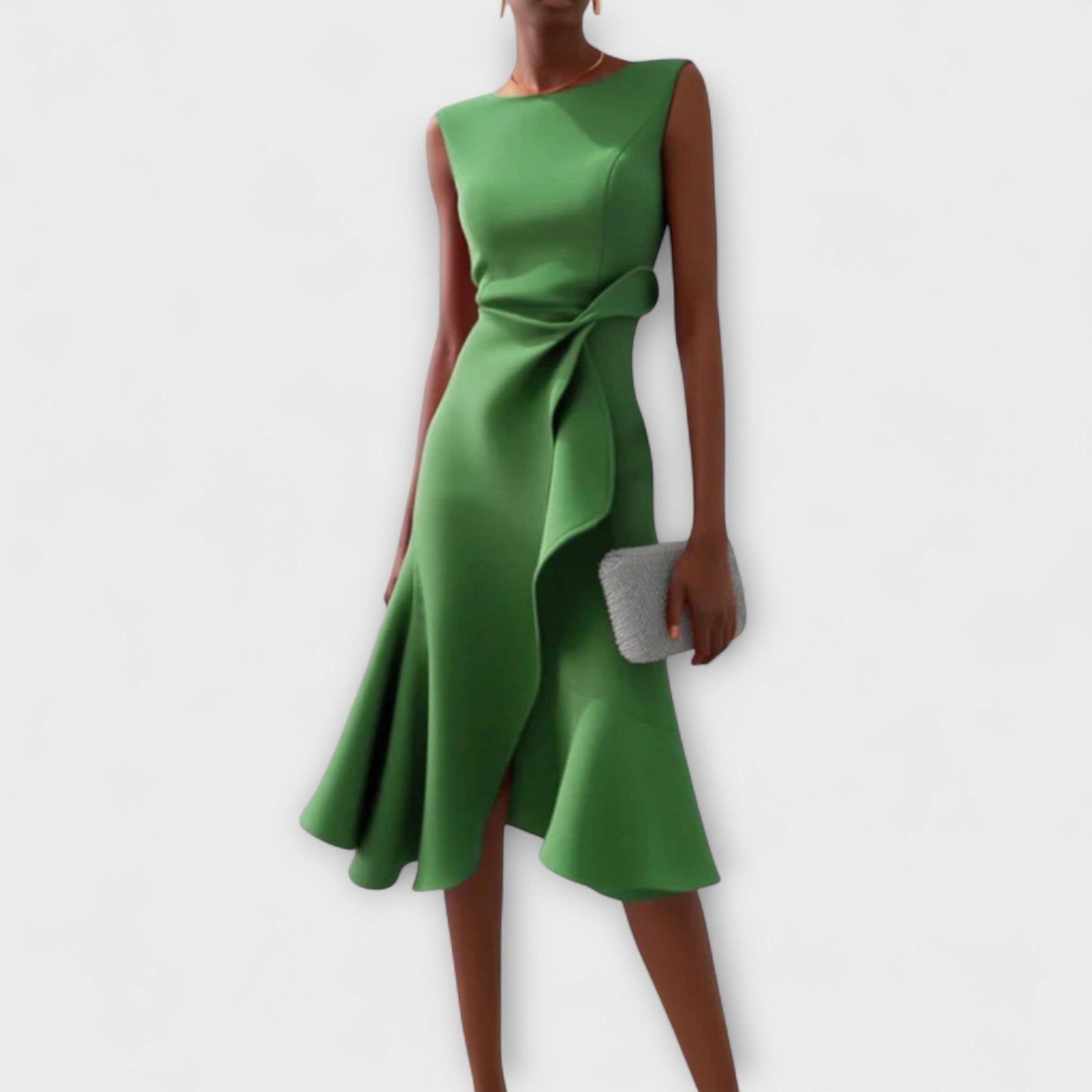 Éveline | Women's Sleeveless Asymmetric Drape Midi Dress