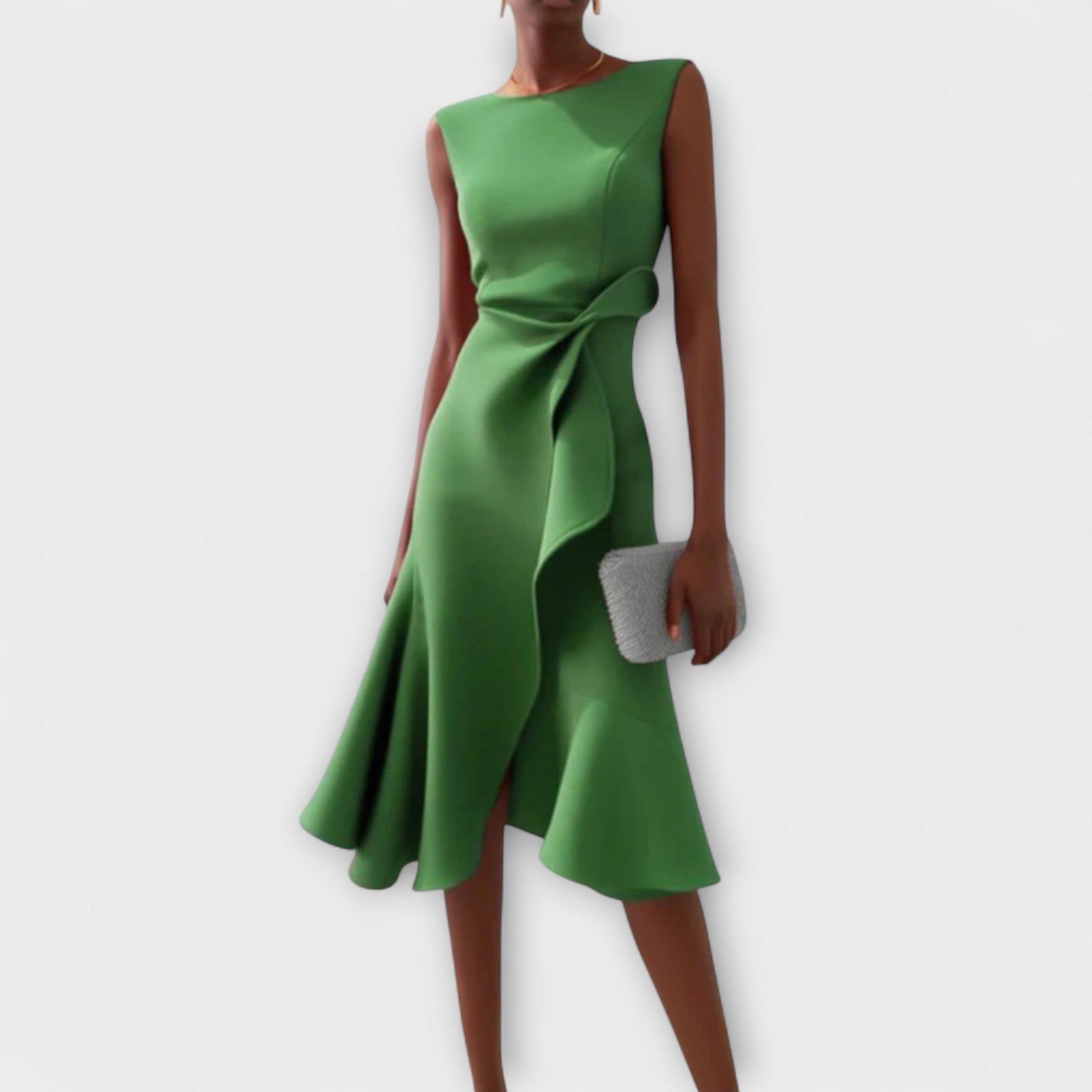 Éveline | Women's Sleeveless Asymmetric Drape Midi Dress