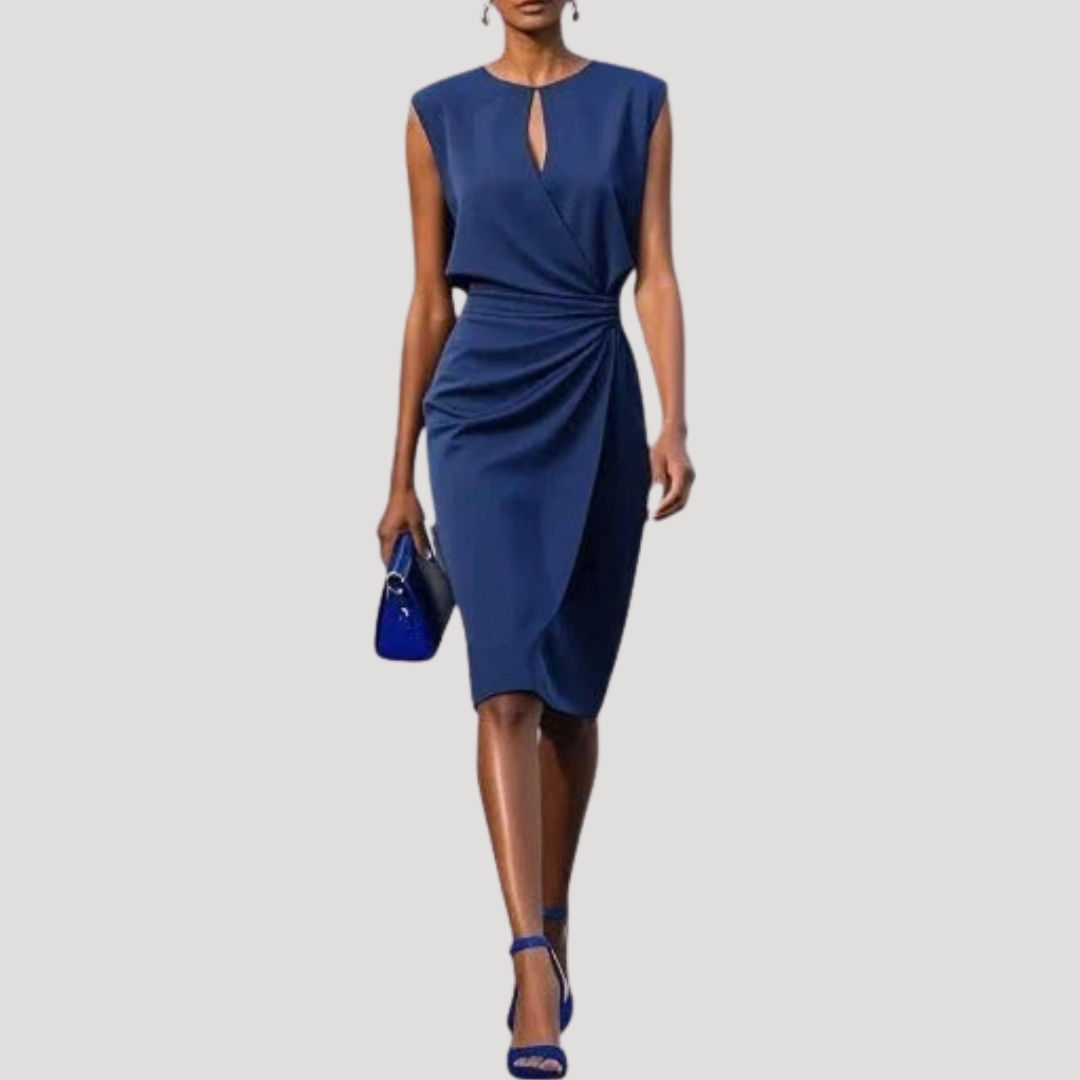 Margaux | Wedding Guest Sleeveless Midi Dress with Keyhole Neckline for Women