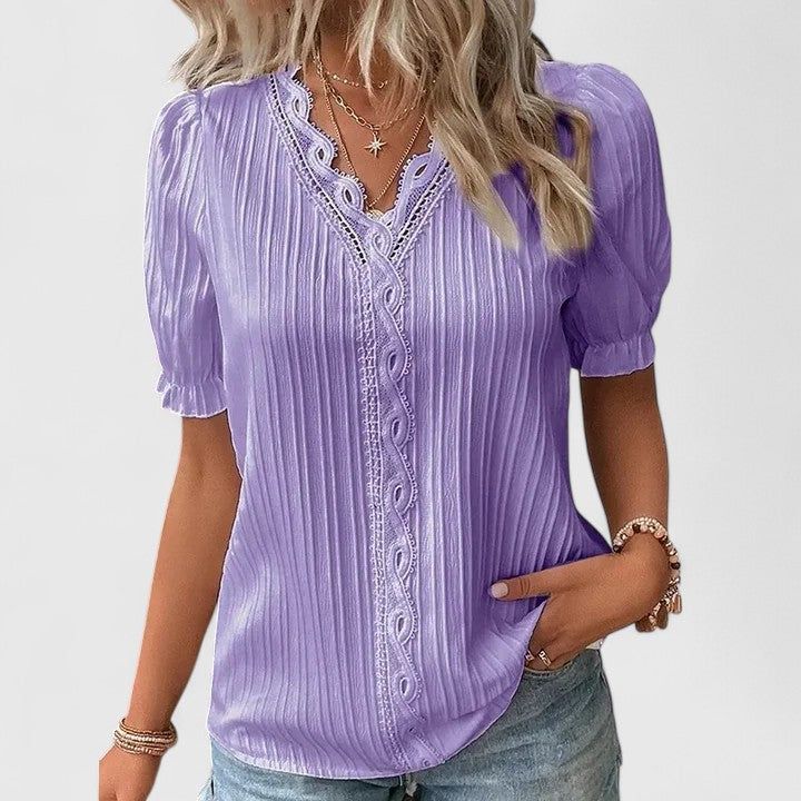 Margot | Women's V-Neck Short Sleeve Blouse