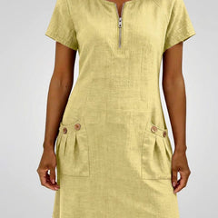 Nolette | Women's A-Line Short-Sleeve Dress with Pockets