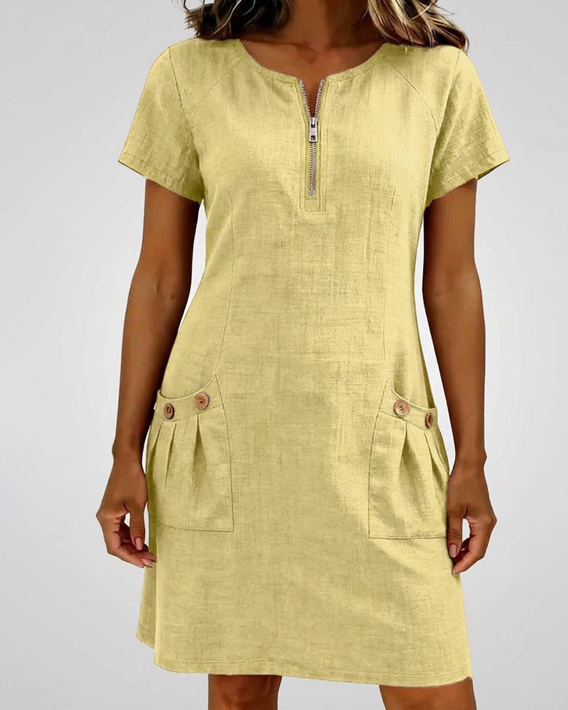Nolette | Women's A-Line Short-Sleeve Dress with Pockets