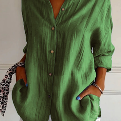 Odette | Women's Relaxed-Fit V-Neck Button Down Shirt