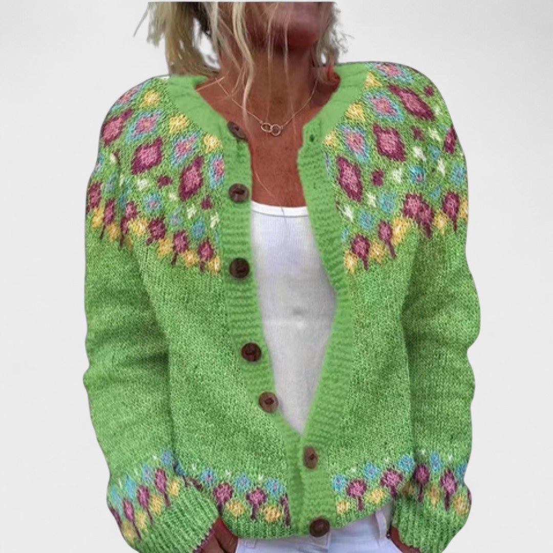 Greta | Women's Relaxed-Fit Patterned Knit Cardigan