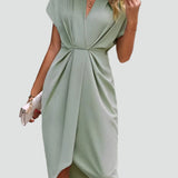 Adalyn | Wedding Guest Wrap Midi Dress with V-Neck for Women