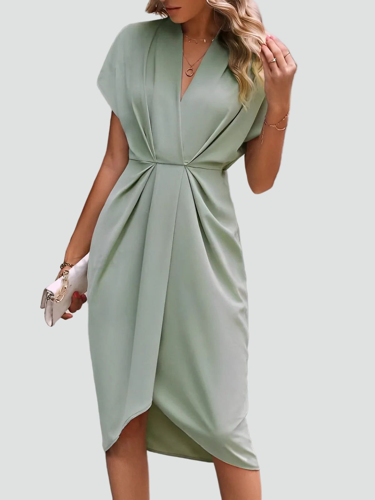 Adalyn | Wedding Guest Wrap Midi Dress with V-Neck for Women