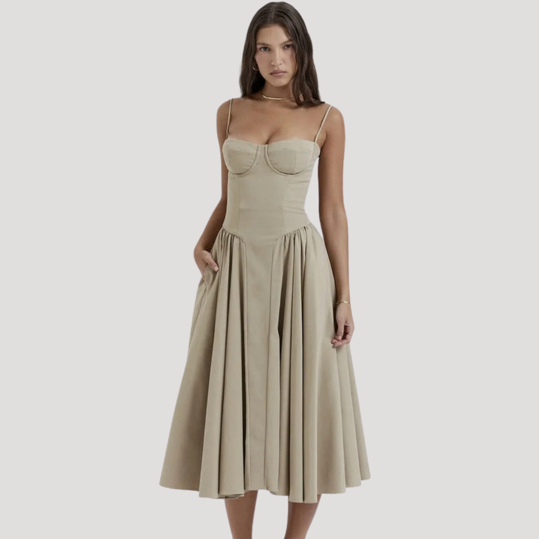 Odalis | Wedding Guest Corset Midi Dress for Women