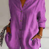 Odette | Women's Relaxed-Fit V-Neck Button Down Shirt