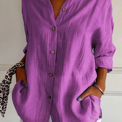 Odette | Women's Relaxed-Fit V-Neck Button Down Shirt