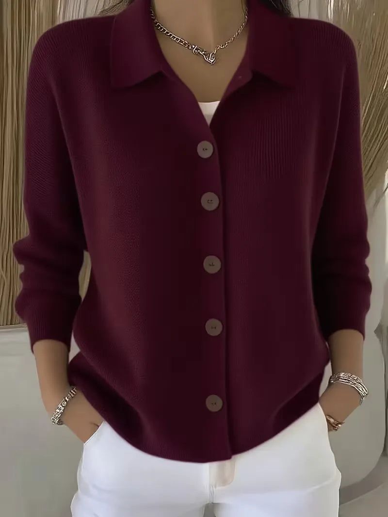 Hanne | Women's V-Neck Cardigan with Button Front