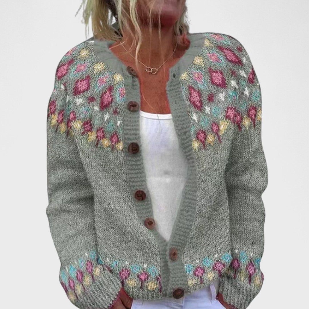 Greta | Women's Relaxed-Fit Patterned Knit Cardigan