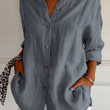 Odette | Women's Relaxed-Fit V-Neck Button Down Shirt