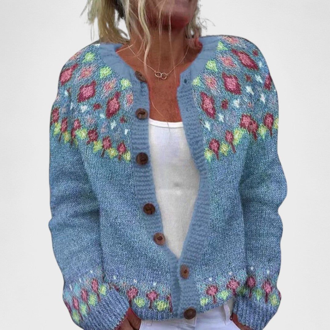 Greta | Women's Relaxed-Fit Patterned Knit Cardigan