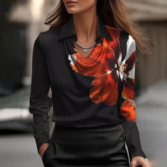 Camille | Women's Draped Neckline Satin Blouse