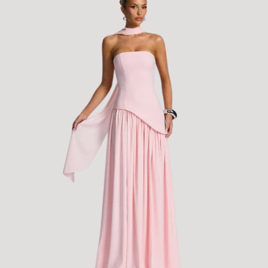 Rosemonde | Wedding Guest Strapless Pleated Maxi Dress for Women