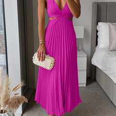Lysandra Women's Pleated V-Neck Maxi Dress