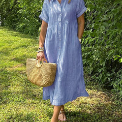 Marguerite Women's Striped Shirt Midi Dress