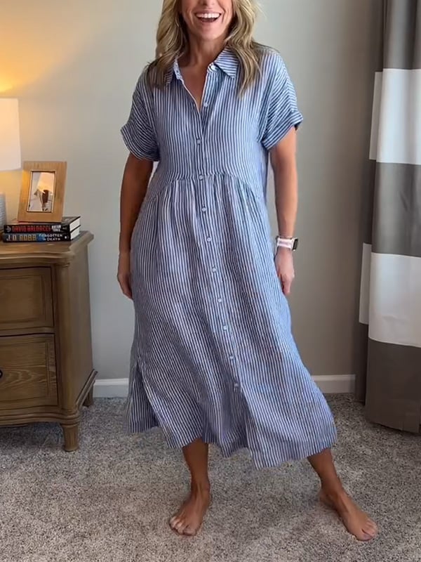 Marguerite Women's Striped Shirt Midi Dress