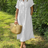 Marguerite Women's Striped Shirt Midi Dress