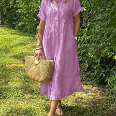 Marguerite Women's Striped Shirt Midi Dress