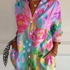 Saskia Women's Floral Button Down Blouse