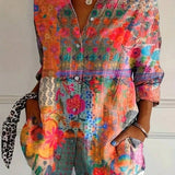 Saskia Women's Floral Button Down Blouse