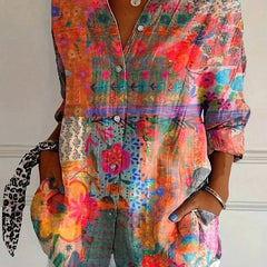 Saskia Women's Floral Button Down Blouse