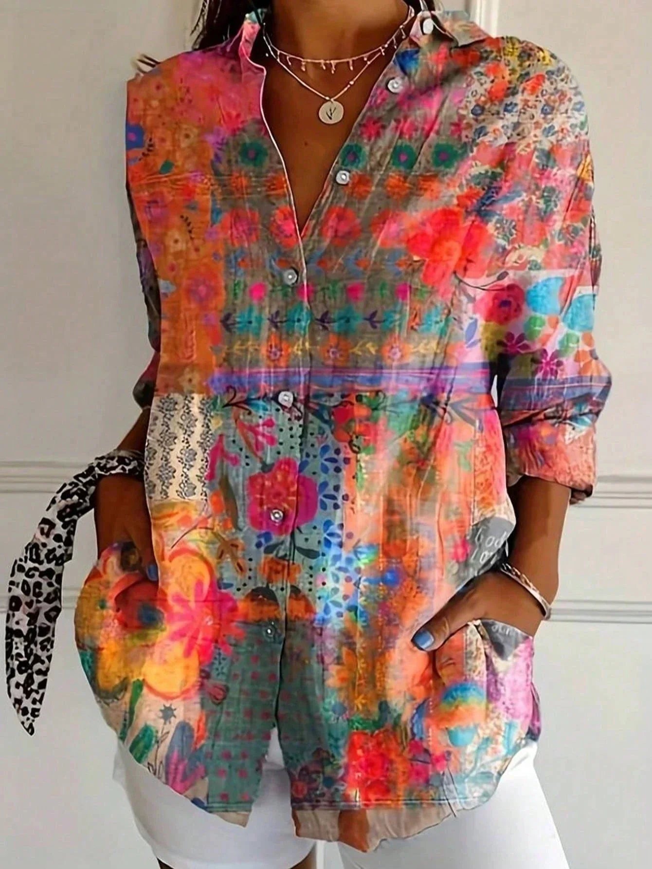 Saskia Women's Floral Button Down Blouse