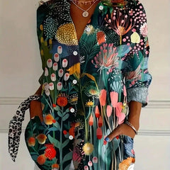 Saskia Women's Floral Button Down Blouse