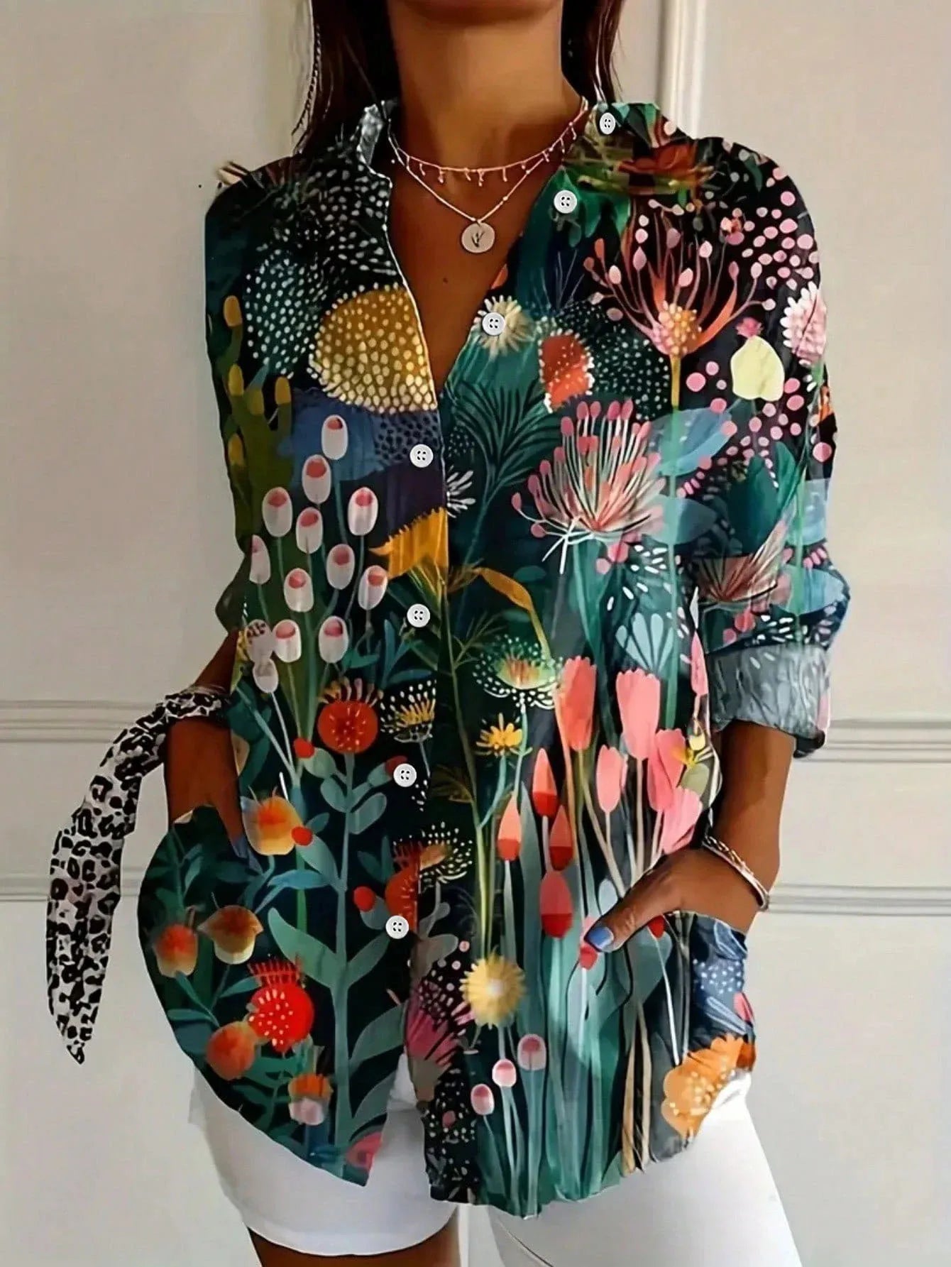 Saskia Women's Floral Button Down Blouse