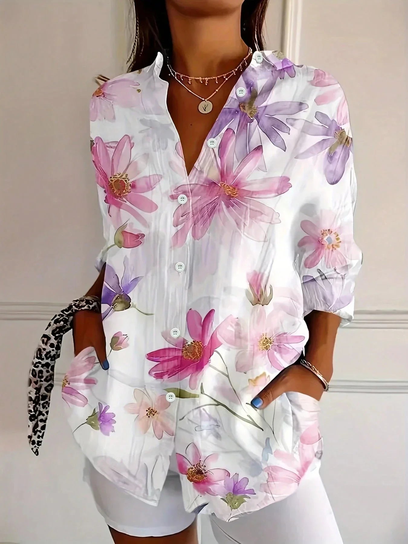 Saskia Women's Floral Button Down Blouse