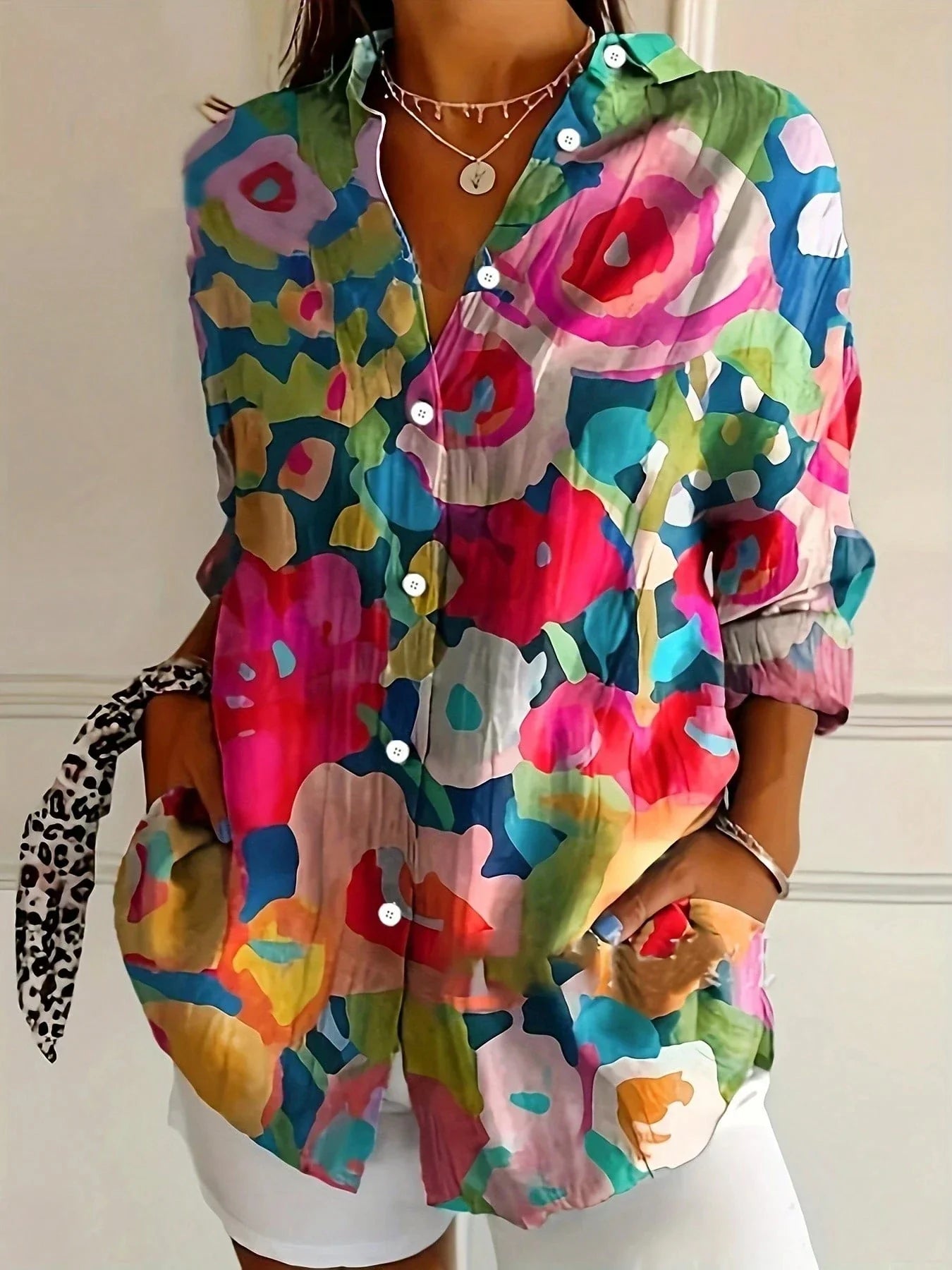 Saskia Women's Floral Button Down Blouse