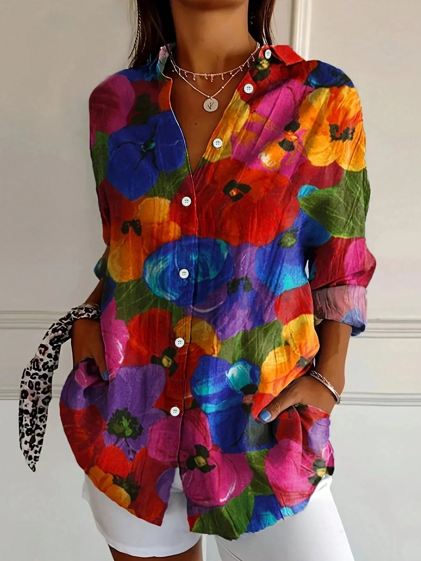 Saskia Women's Floral Button Down Blouse